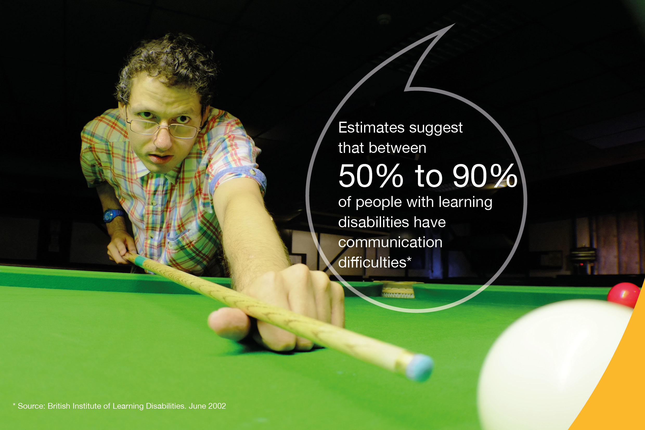 Photograph of person with a learning disability playing snooker